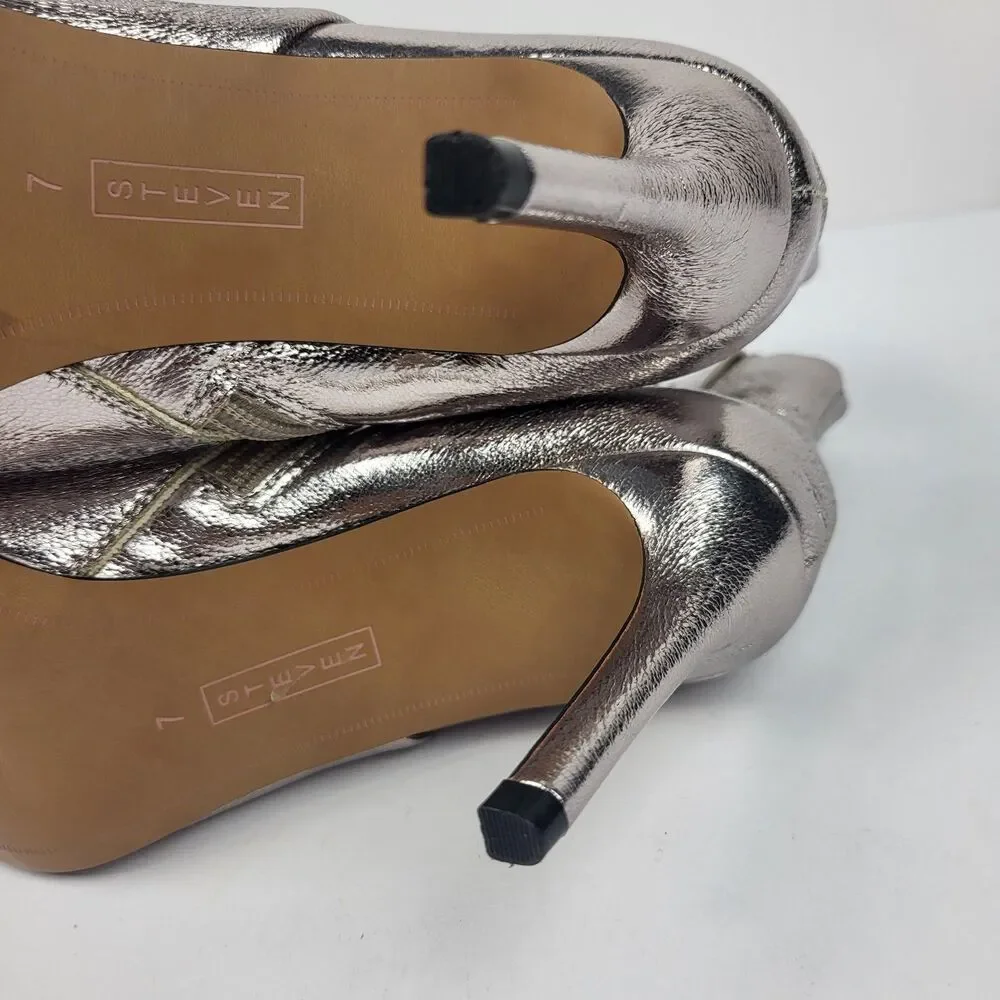 Steven New York Lizziey Ankle Boots Size 7M Silver Pointed Toe